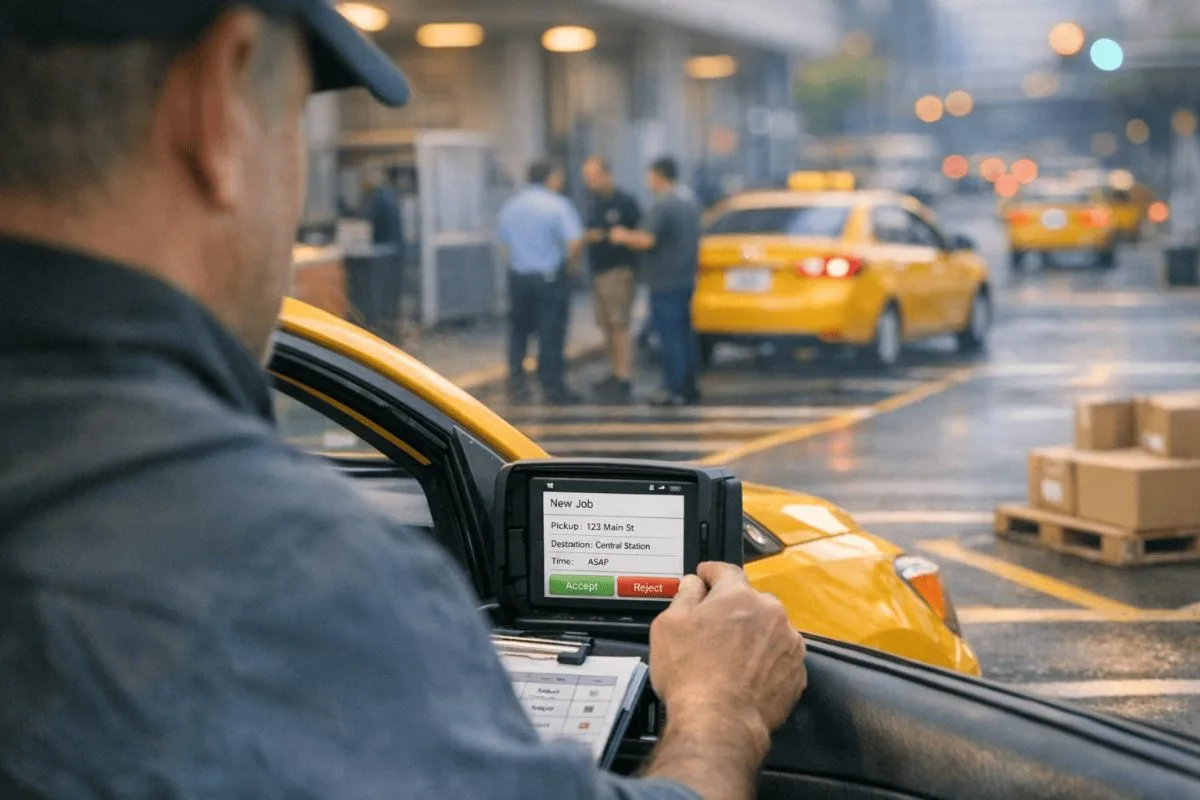 App para conductores de taxi Android en emisora moderna - TaxiCloud